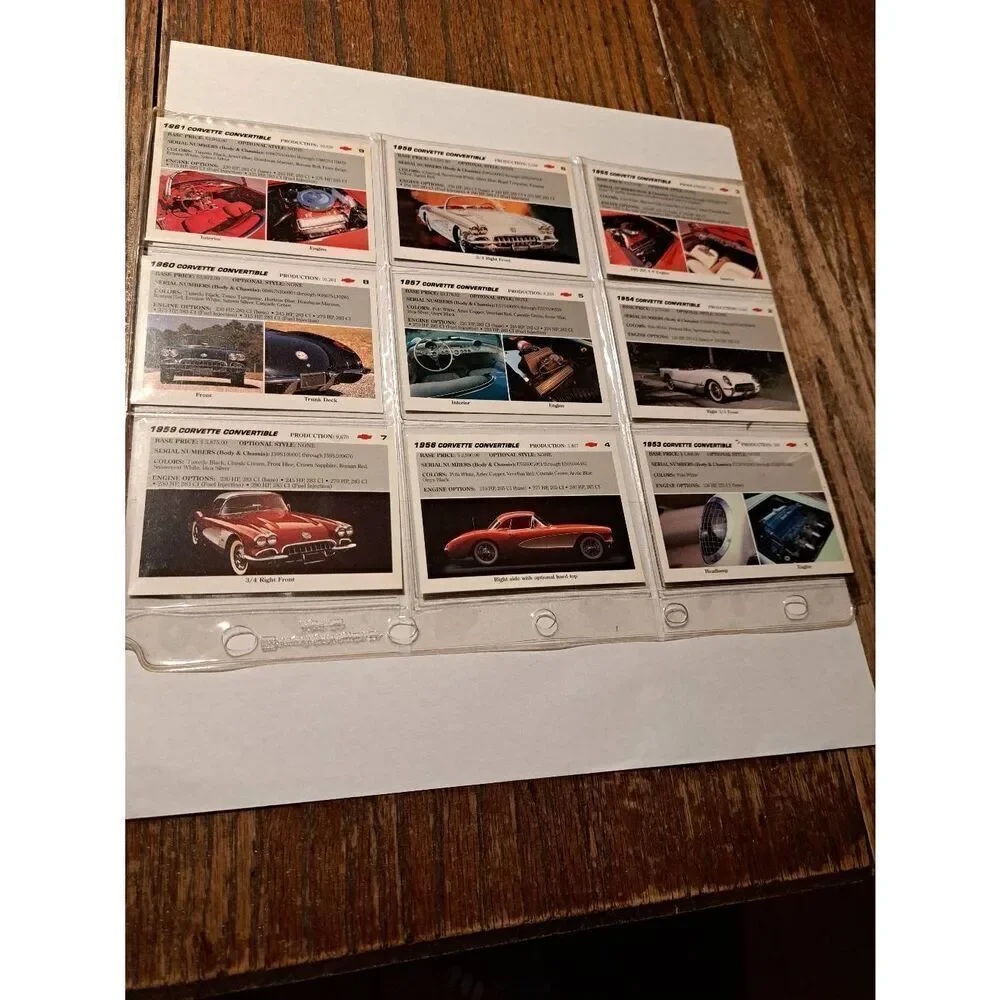 Vintage 1991 Collect A Card Vet Set Corvette Trading Cards Lot 9 Chevrolet Cards